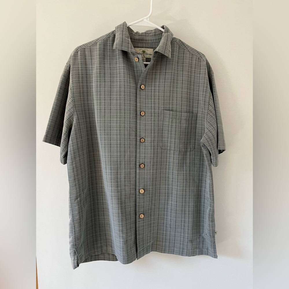 ISLAND SHORES Vintage Men's Gray Short Sleeve Shirt Size M